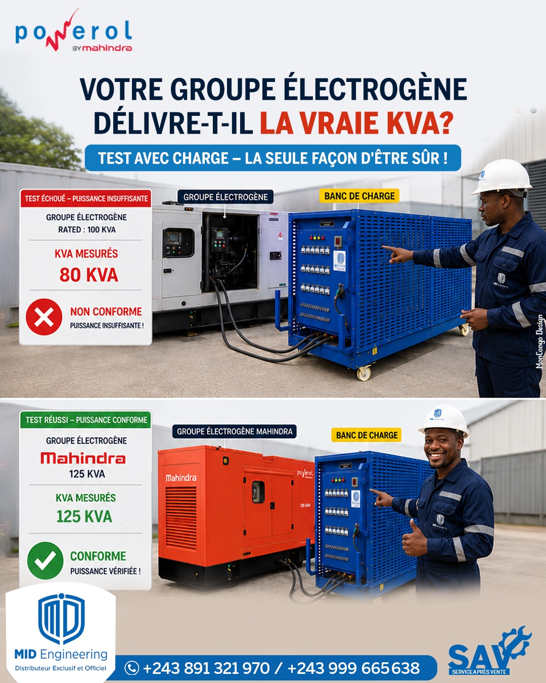 Vérifiez la puissance réelle de votre groupe électrogène