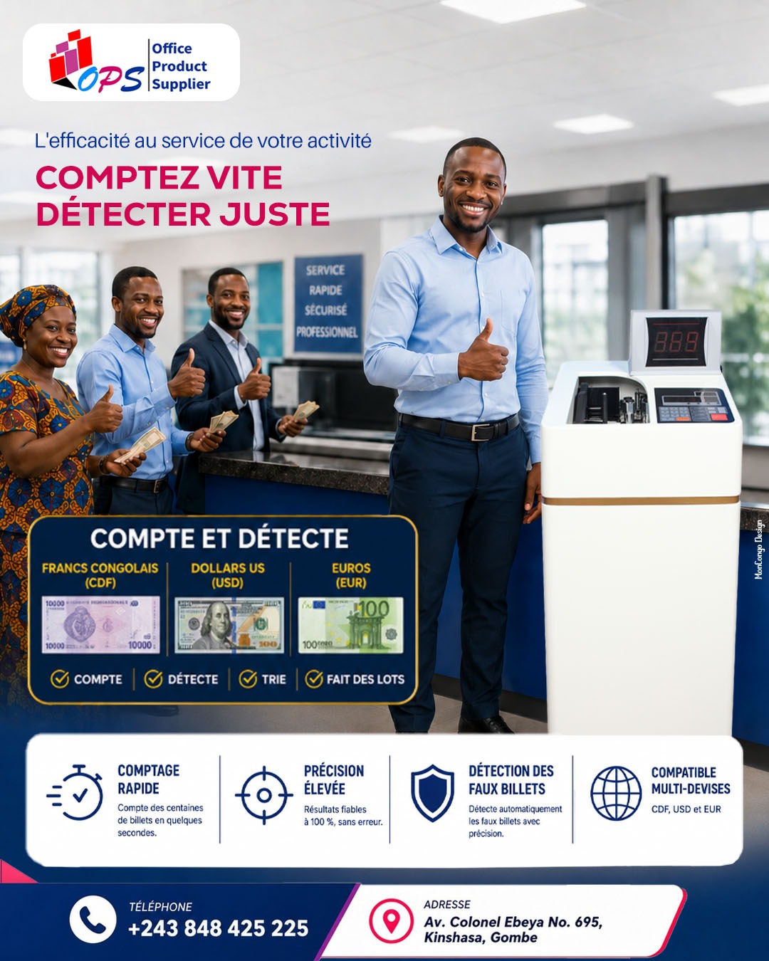 Gérez vos espèces avec plus de rapidité et de sécurité. 