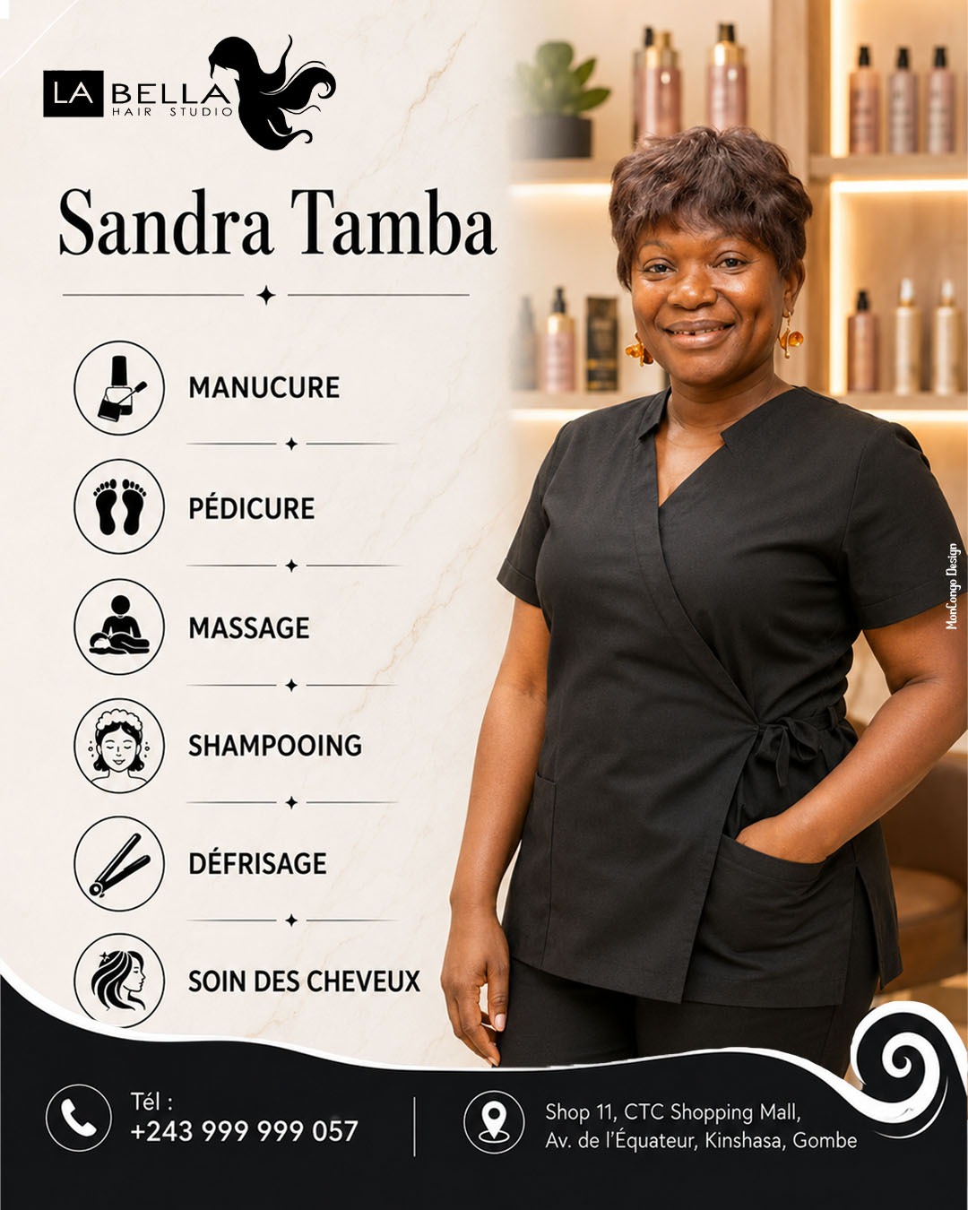 Faites connaissance avec Sandra Tamba, l'une des esthéticiennes.