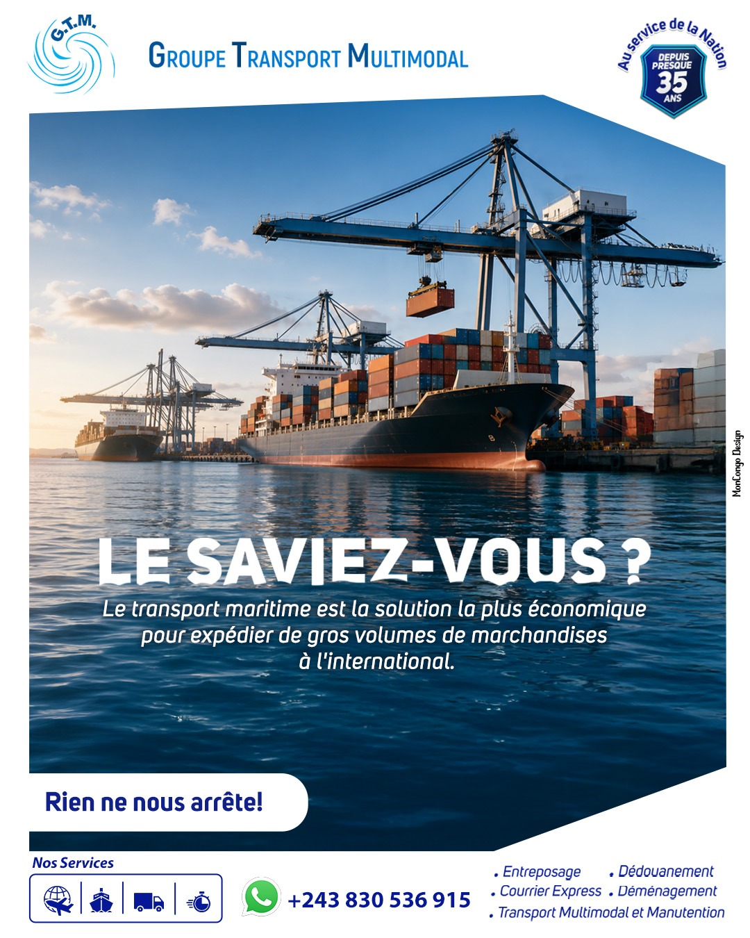 Le transport maritime est le choix idéal pour l'exportation de marchandises.