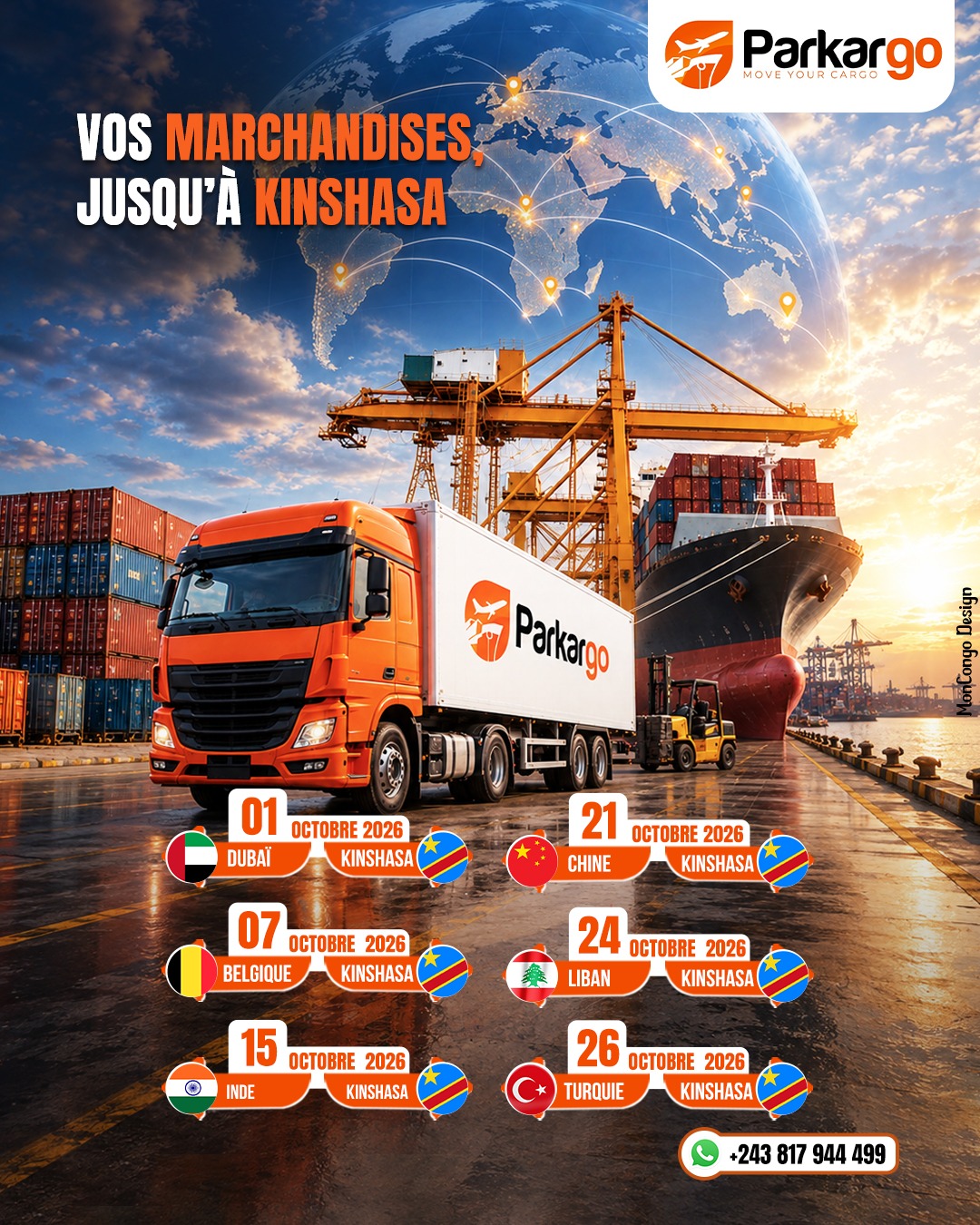 Anticipez vos prochains envois vers Kinshasa