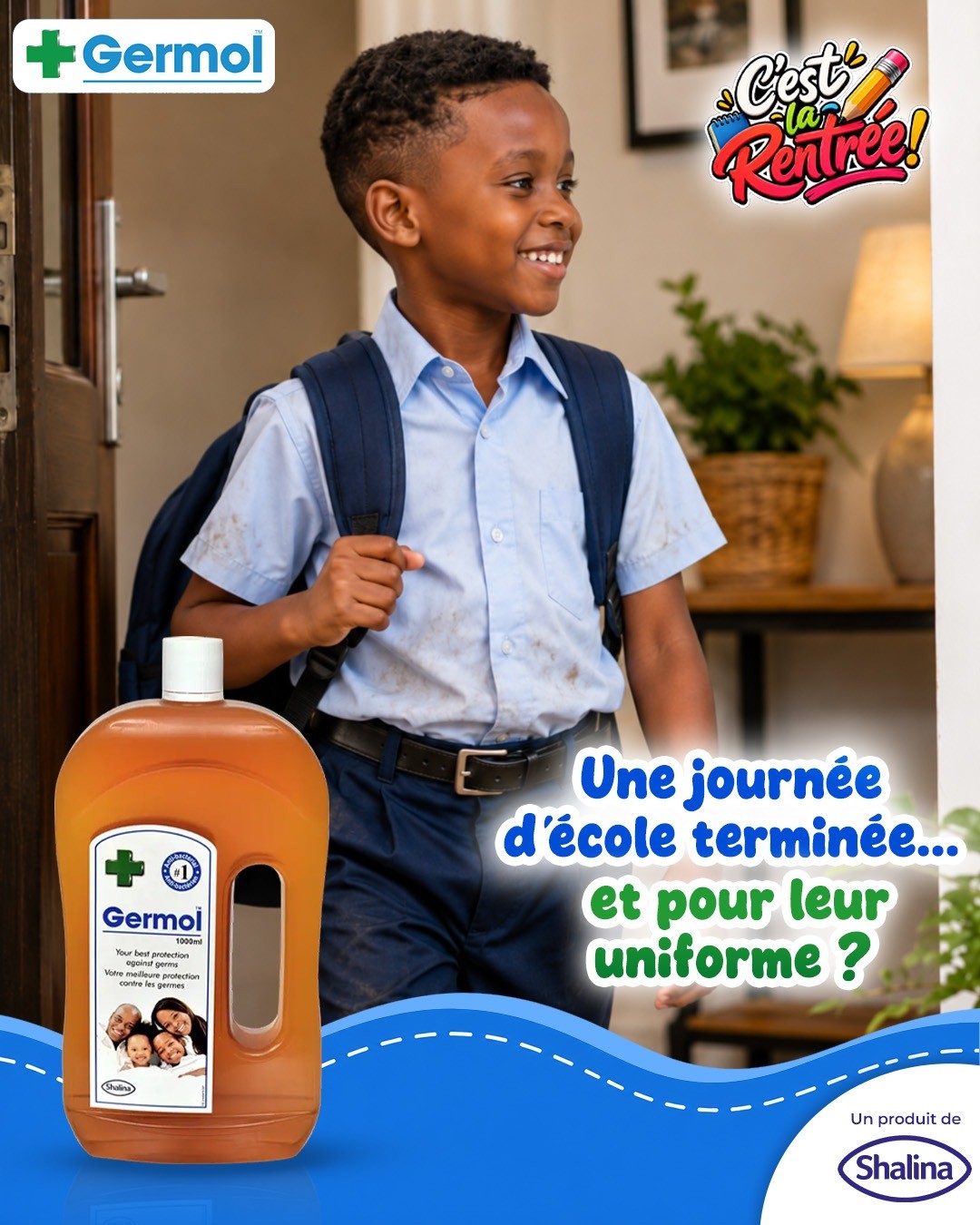 En complément de votre lessive habituelle, ajoutez Germol Antiseptic Liquid.