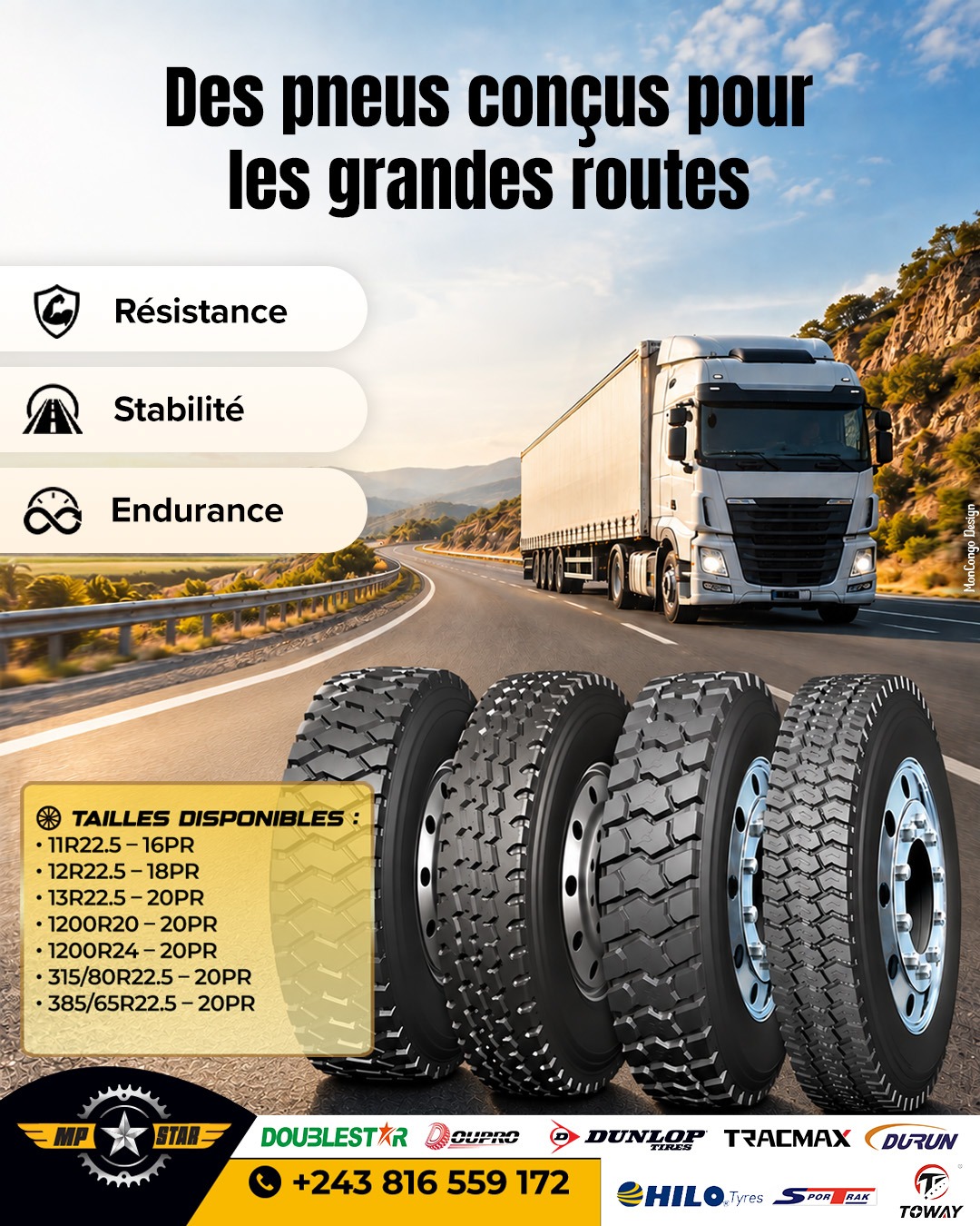 Des pneus conçus pour les grandes routes