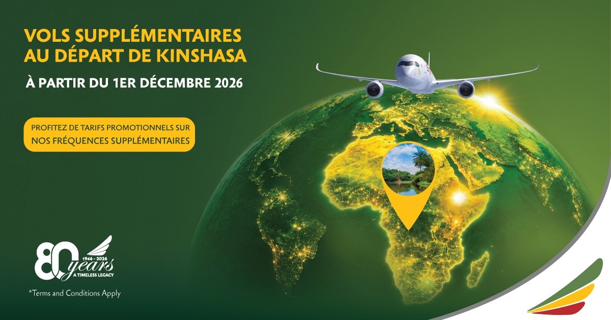 Vols supplémentaires au départ de Kinshasa