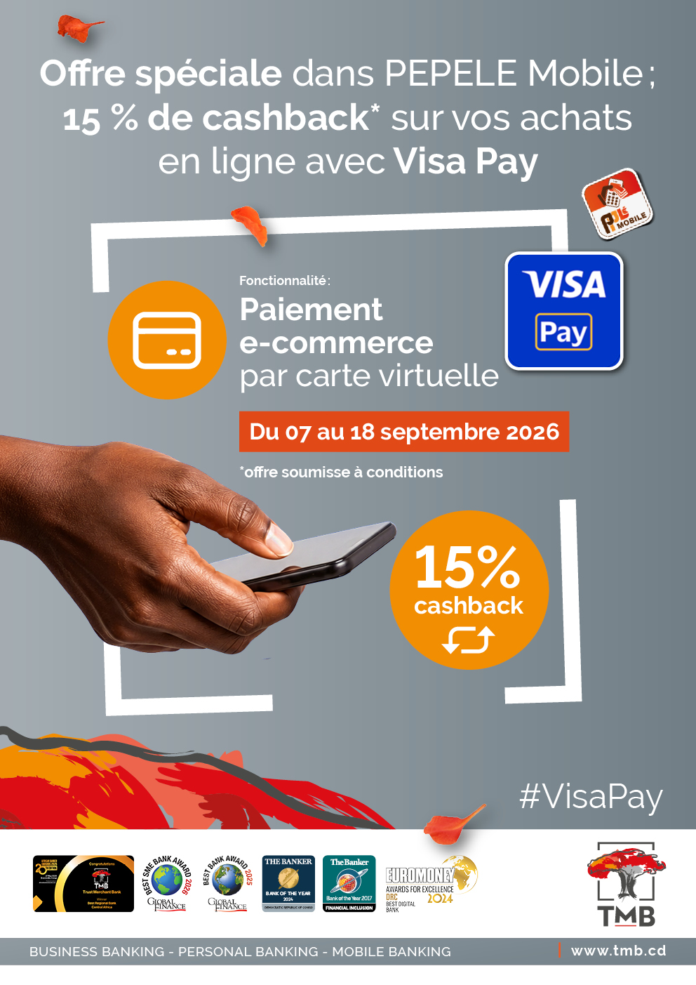 15 % de cashback sur vos achats en ligne avec Visa Pay !