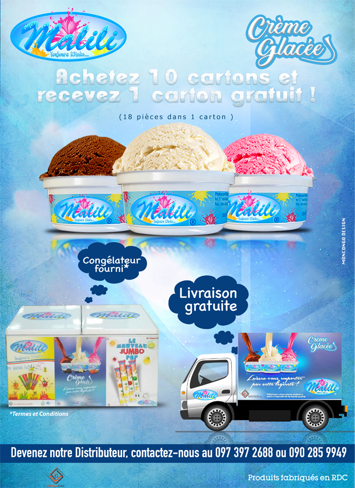 les crèmes glacées MALILI - Kinshasa - RD Congo - MonCongo