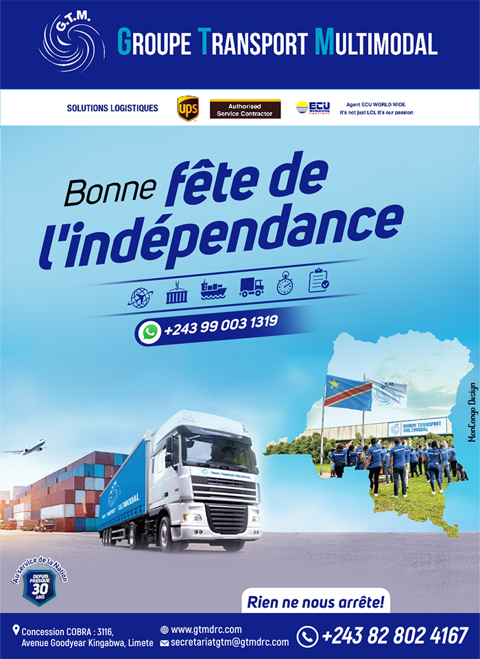 GTM Kinshasa GROUPE TRANSPORT MULTIMODAL déménagement Kinshasa déménagement rdv MonCongo