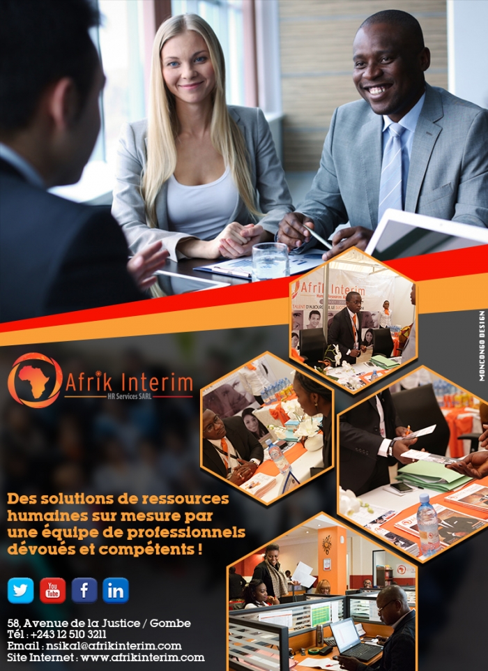 Afrik Interim - Emploi - Recrutement - Ressources humaines - Kinshasa - RD Congo - MonCongo